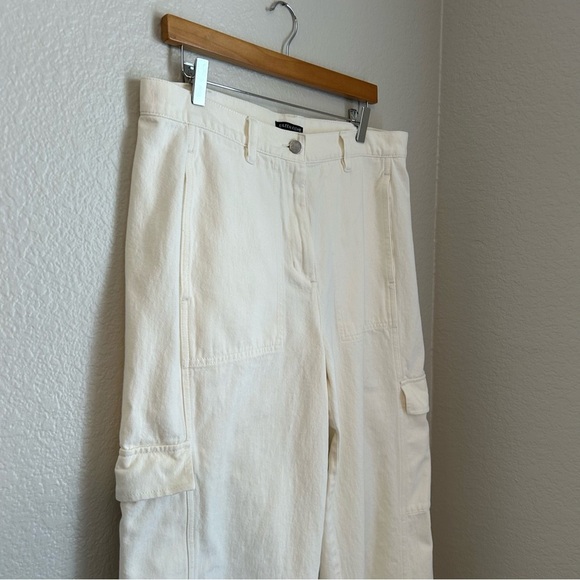 Eileen Fisher Women’s Organic Cotton High Rise Utility Cargo Jeans White, Large - Picture 3 of 10